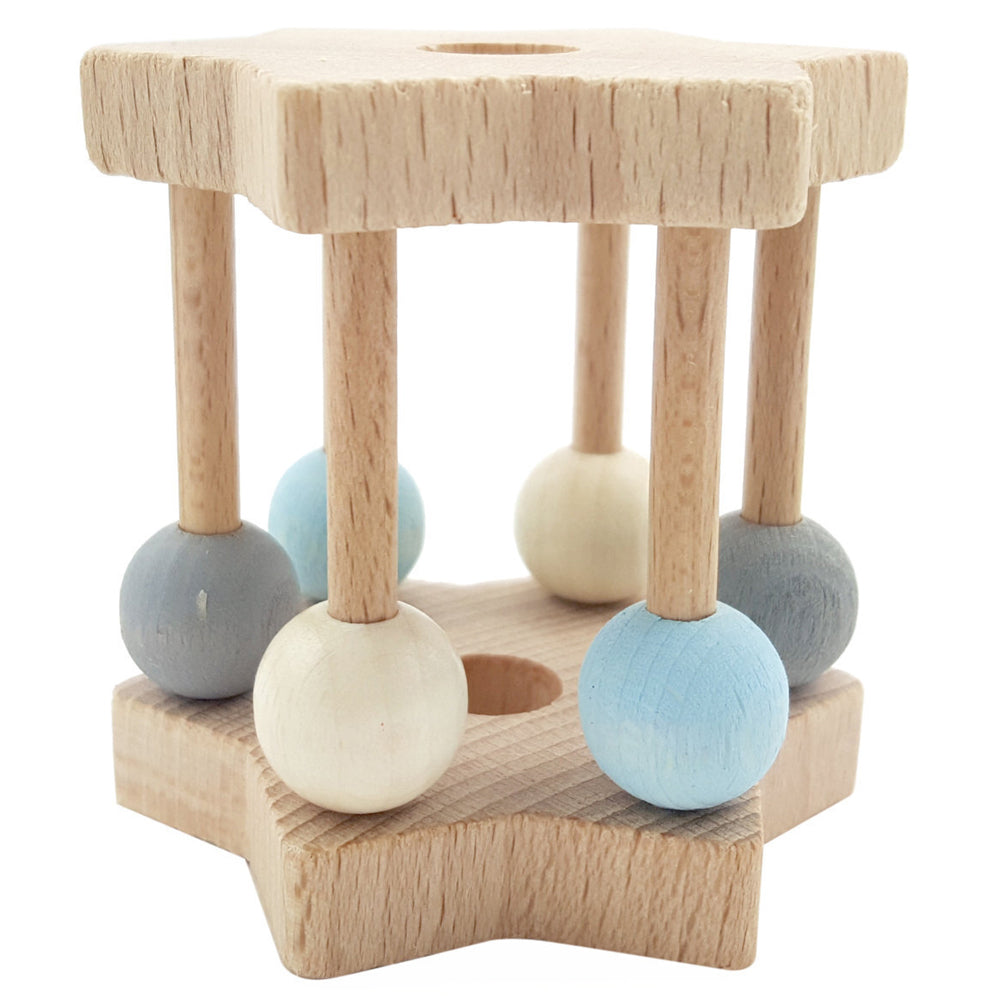 Hess Spielzeug Wooden 6.5cm Rattle Star Play Toy Baby/Infant 0m+ Natural Blue — image 2