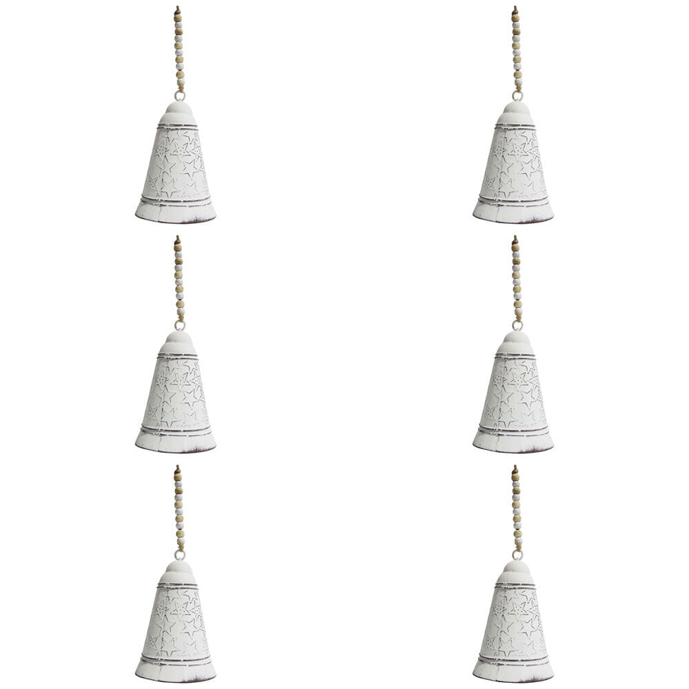 LVD Metal Decorative Bell Christmas Star Home Hanging Decor 11.5cm White (6 Pack)