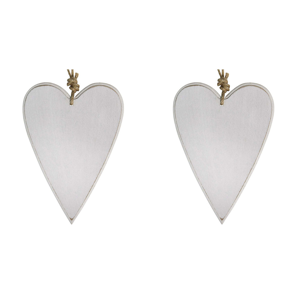 LVD Metal/Jute 19.5cm Home Decorative Hanging Heart Tree Ornament Tag Large White (2 Pack)