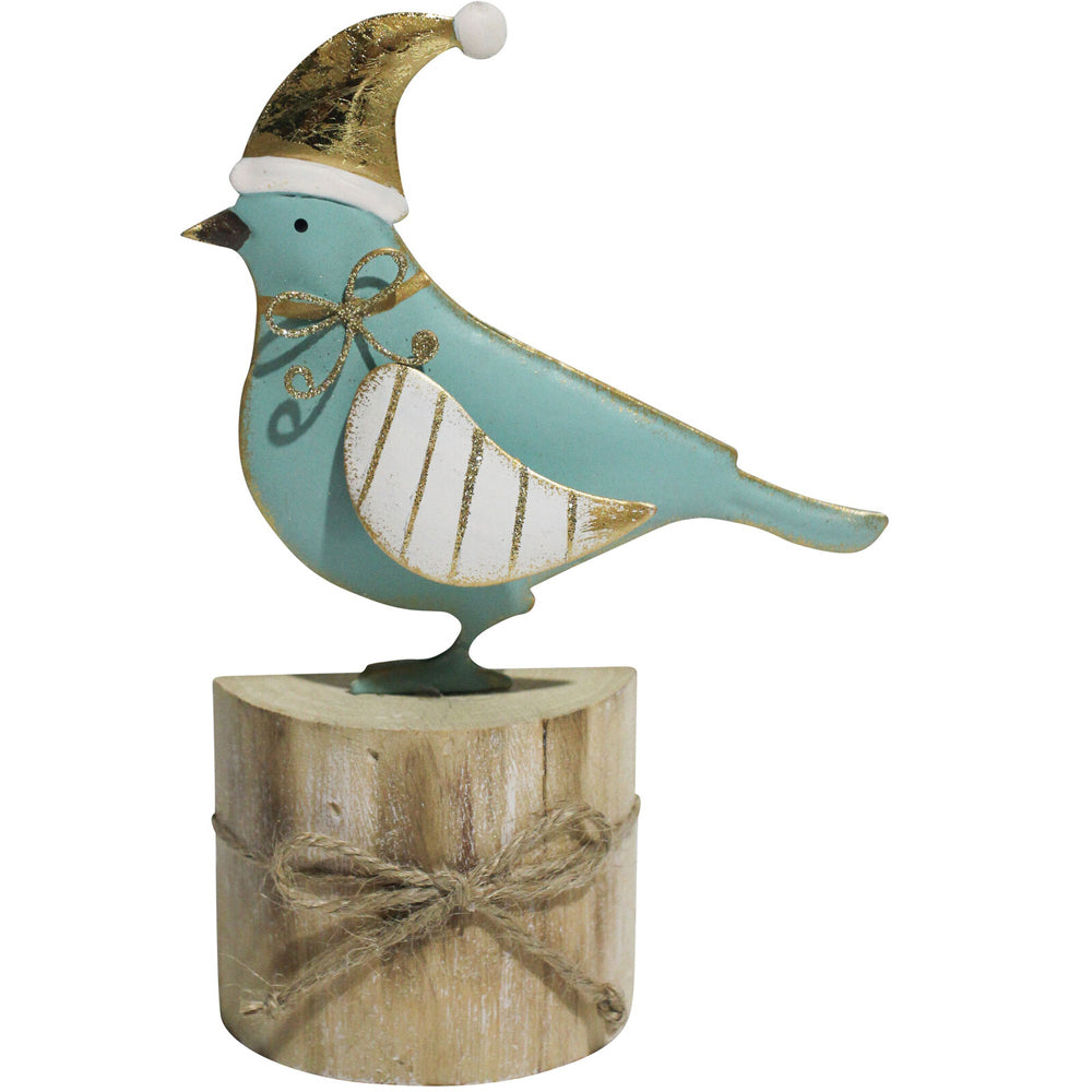 LVD Metal/MDF Bird Home/Living Room/Tabletop Ornament Decor 18x13cm Aqua