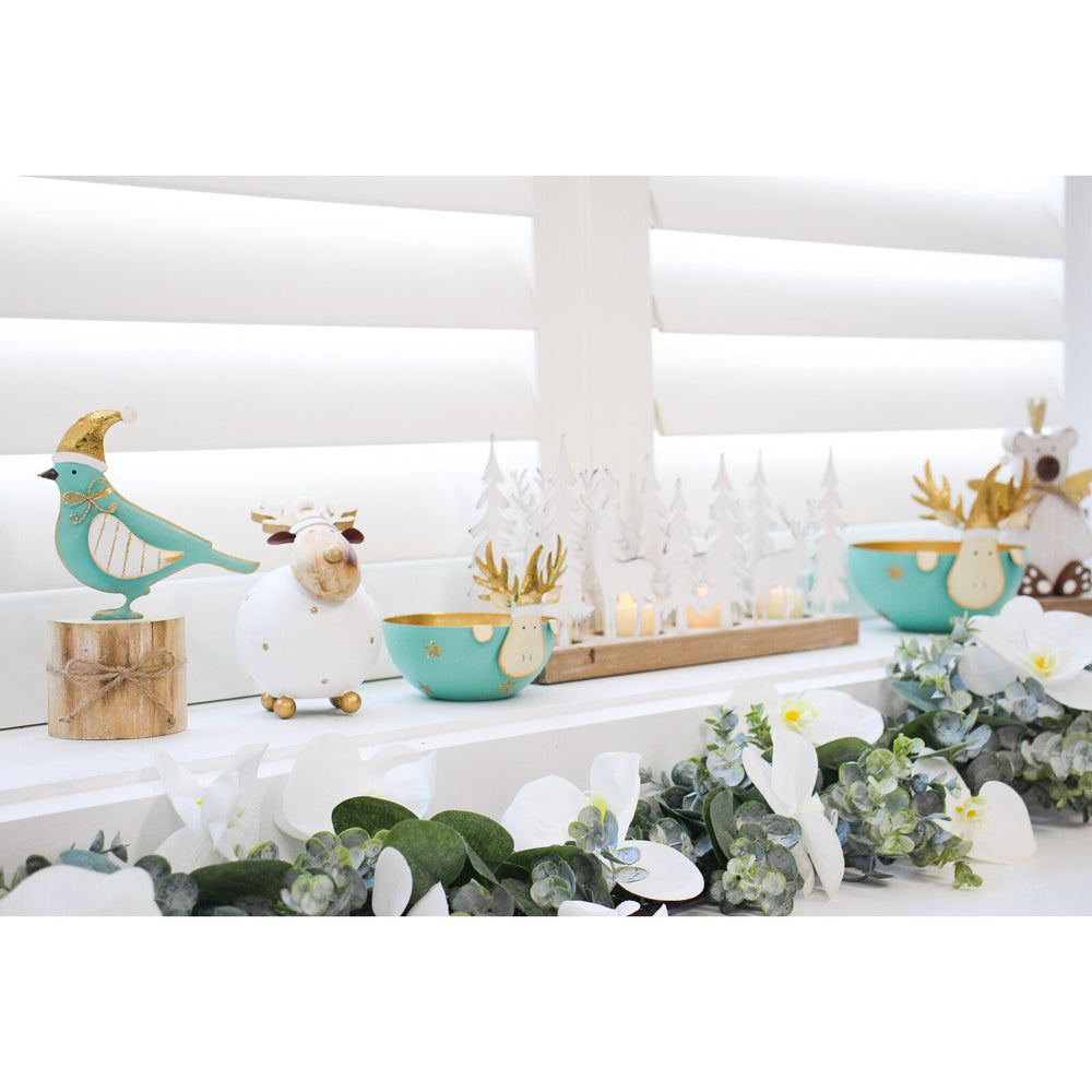 LVD Metal/MDF Bird Home/Living Room/Tabletop Ornament Decor 18x13cm Aqua — image 2