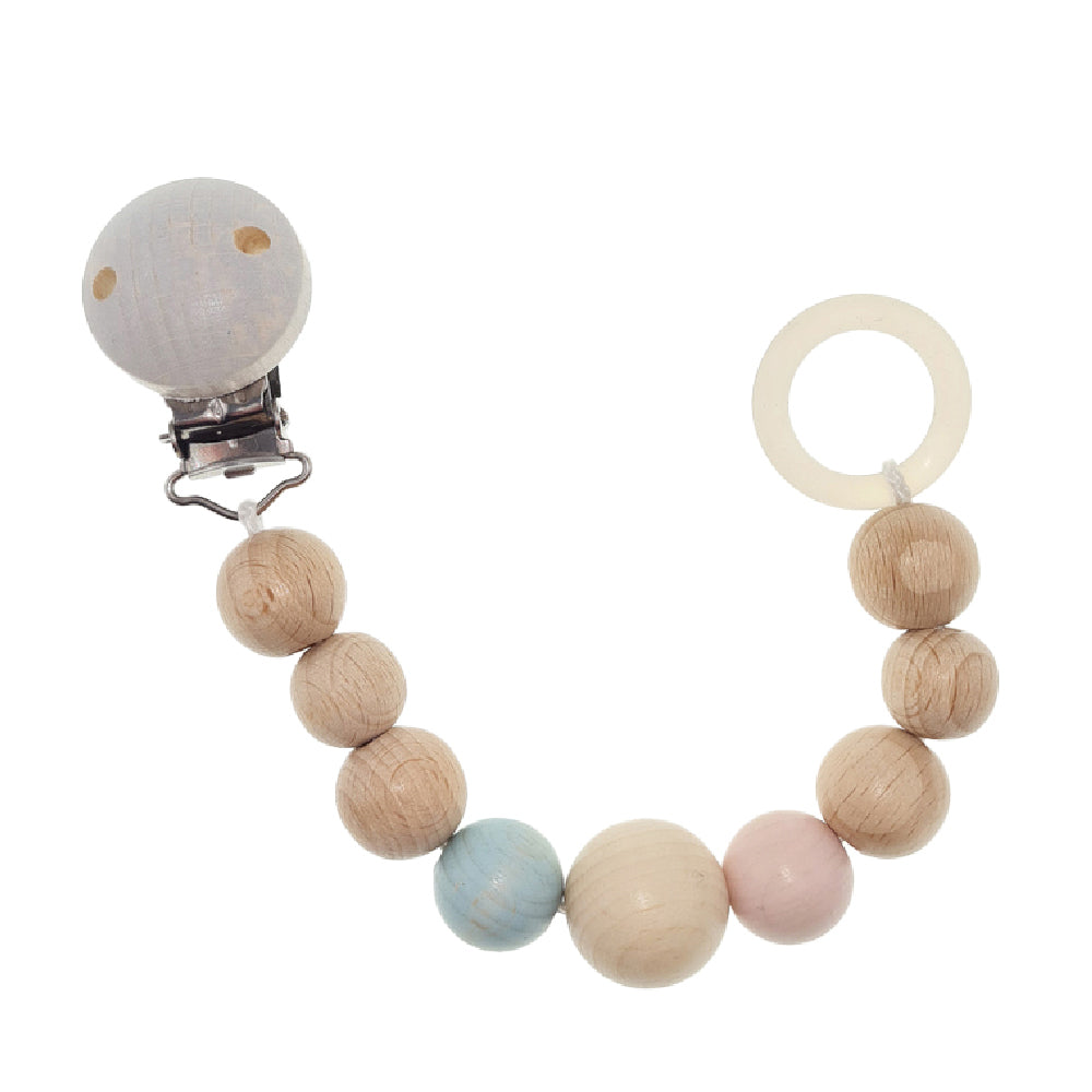 Hess Spielzeug Hess-Spielzeug 15cm Dummy Chain Strap Holder Baby/Infant 0m+ Natural Pink & Blue