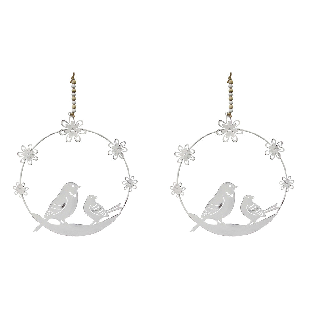 LVD Metal Bird Spring Glory Ornament Hanging Decor Display 23cm Large White (2 Pack)