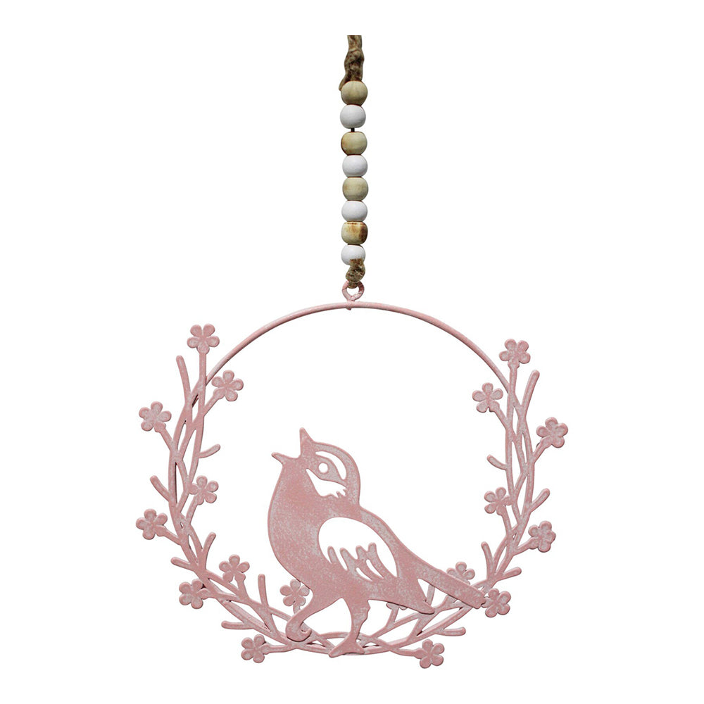 LVD Metal 13.5cm Hanging Bird Wreath Home Decor - Pink (2 Pack)