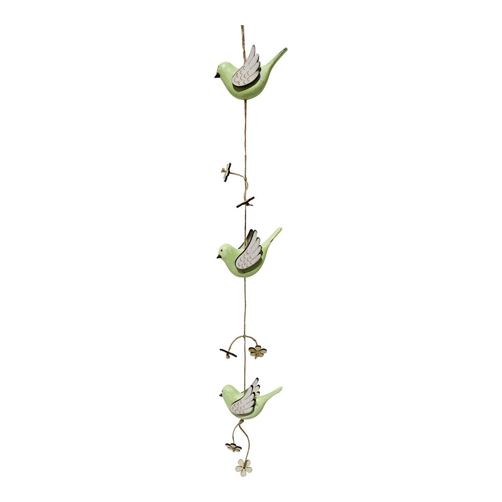 LVD Wood 65cm Hanging Bird Trail Home/Garden Decorative Ornament Wall Figurine Sage
