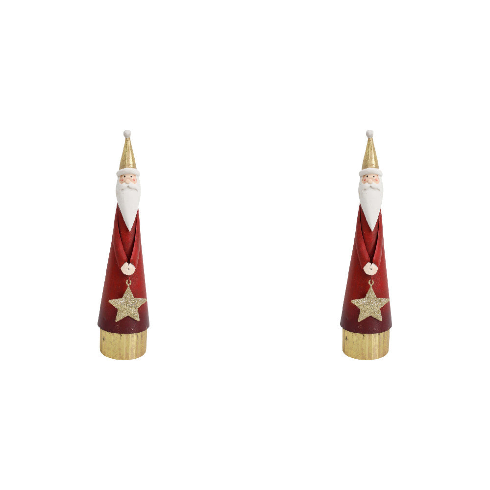 LVD Metal Santa w/ Star Christmas Holiday Tabletop Decoration 24.5cm Red (2 Pack)