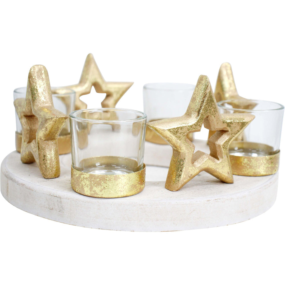 LVD 21x21cm Wooden 4 Star Candle Holder Home Decor — image 2