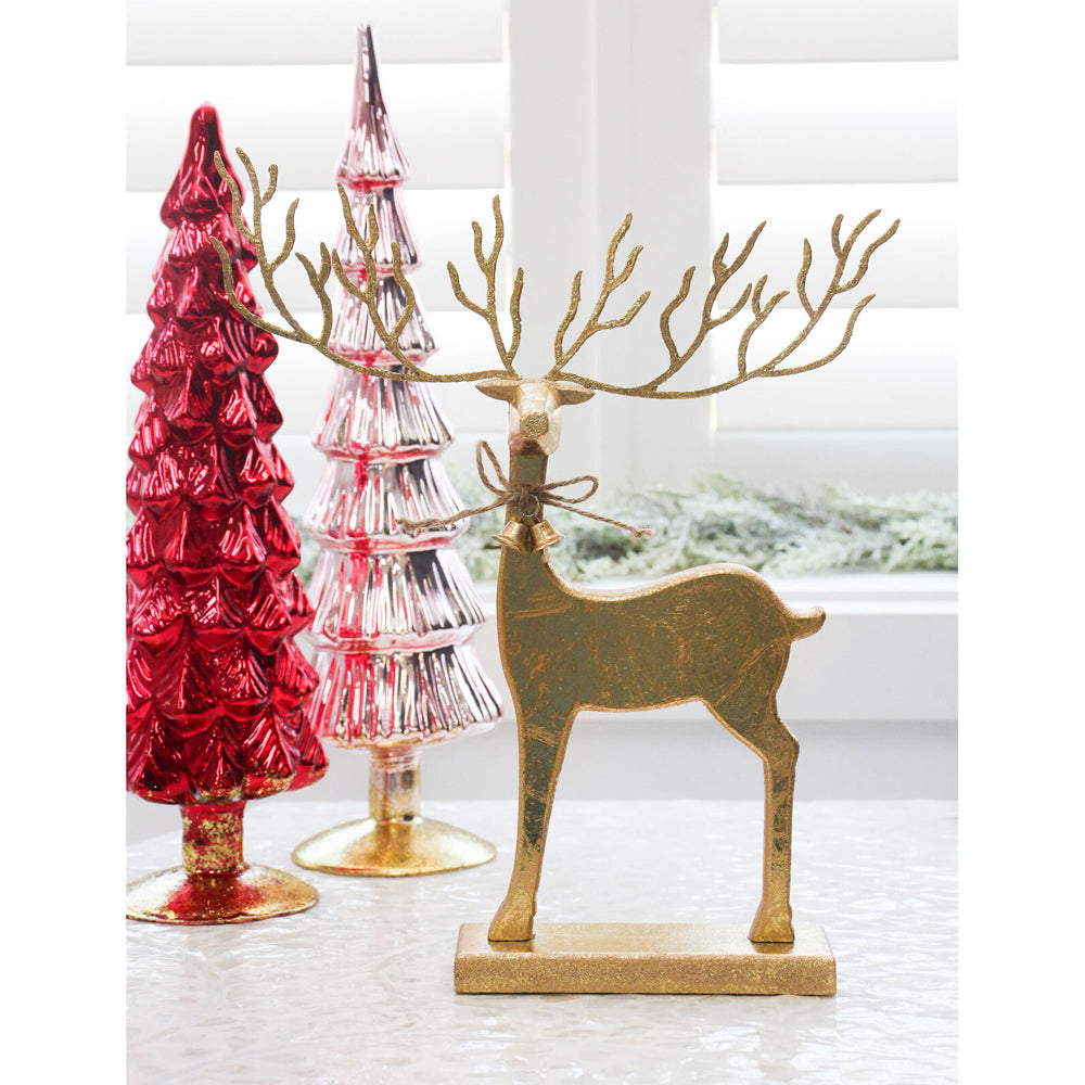 LVD Wooden Mystical Reindeer Foil Home/Living Room Xmas Decor 22x37cm Gold — image 2