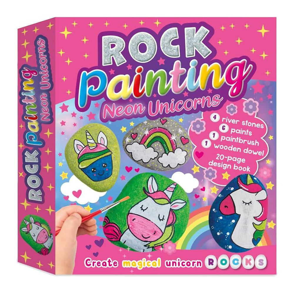 Bookoli Crafting Fun Neon Unicorn Rock Painting Kids Educational Book 4Y+