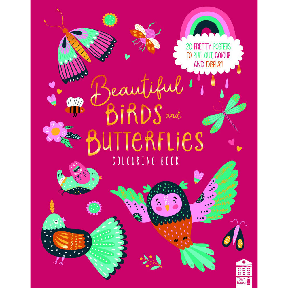 Townhouse Butterflies & Birds 35.5x28cm Kids/Child Colouring Book Paperpack