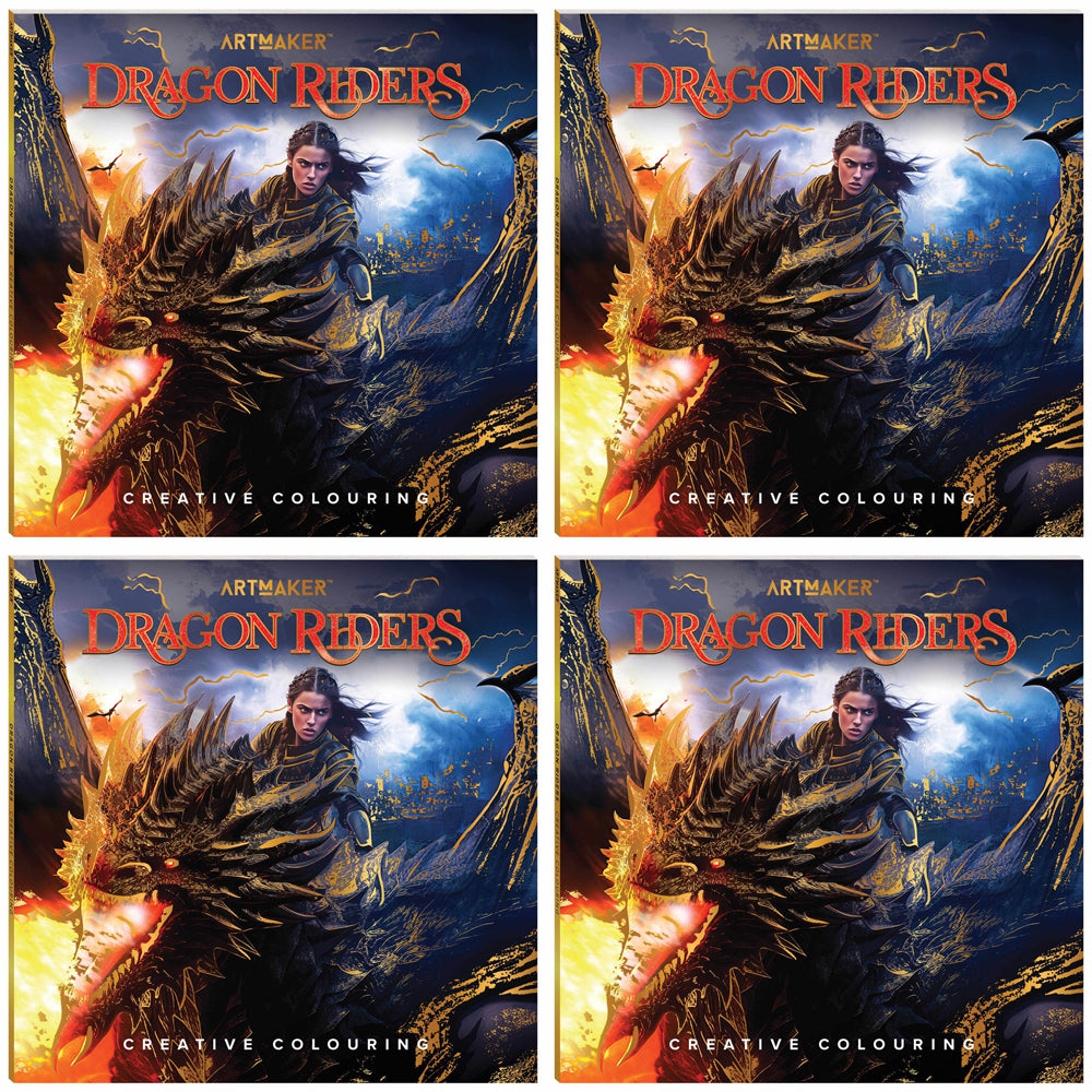 Art Maker Creative Colouring Book Dragon Riders 29x29cm (4 Pack)