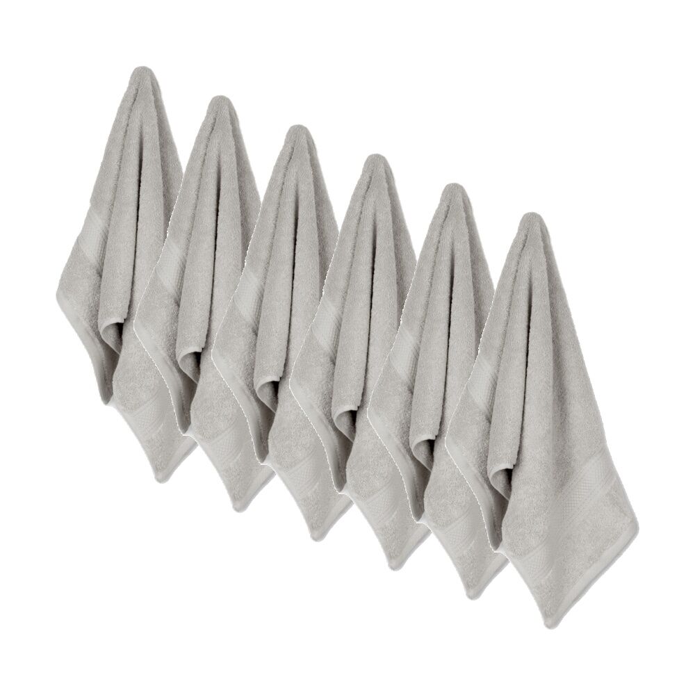 Ardor St Regis Collection 40x70cm Hand Towel 600GSM Soft Cotton Silver (6 Pack)