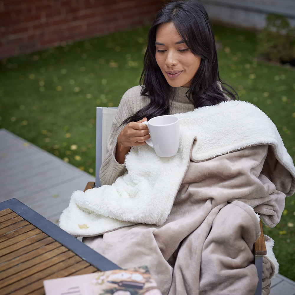 Homedics Indoor Soft Heated Blanket Winter Warming Throw Rug Cream 130x180cm — image 5