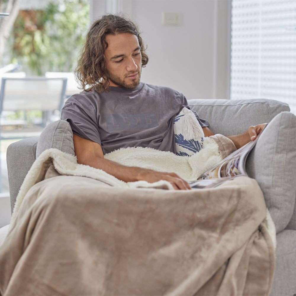 Homedics Indoor Soft Heated Blanket Winter Warming Throw Rug Cream 130x180cm — image 6