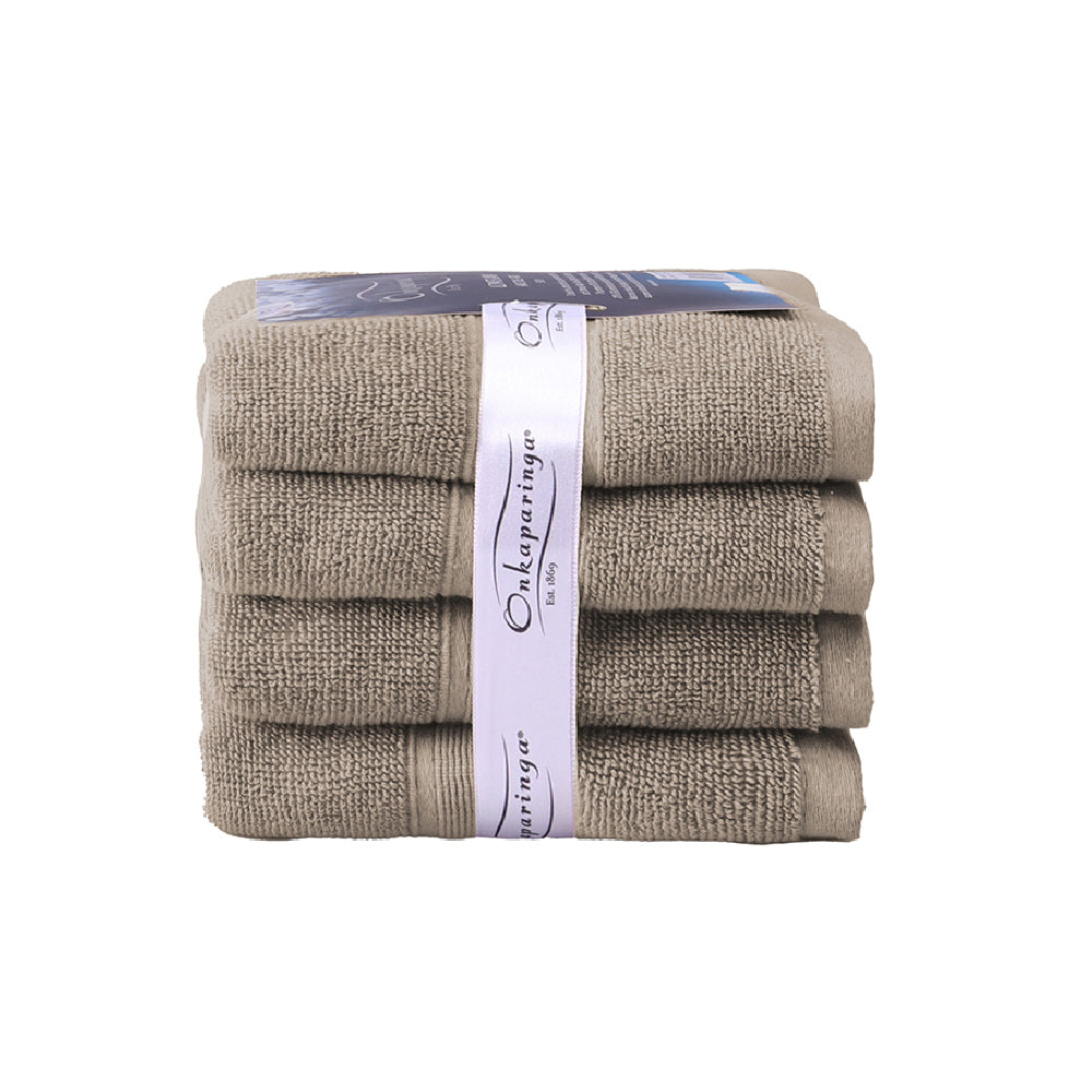 Onkaparinga Ultimate Alanya Turkish Cotton Hand Towel 550Gsm Highly Absorbant Almond (4 Pack)