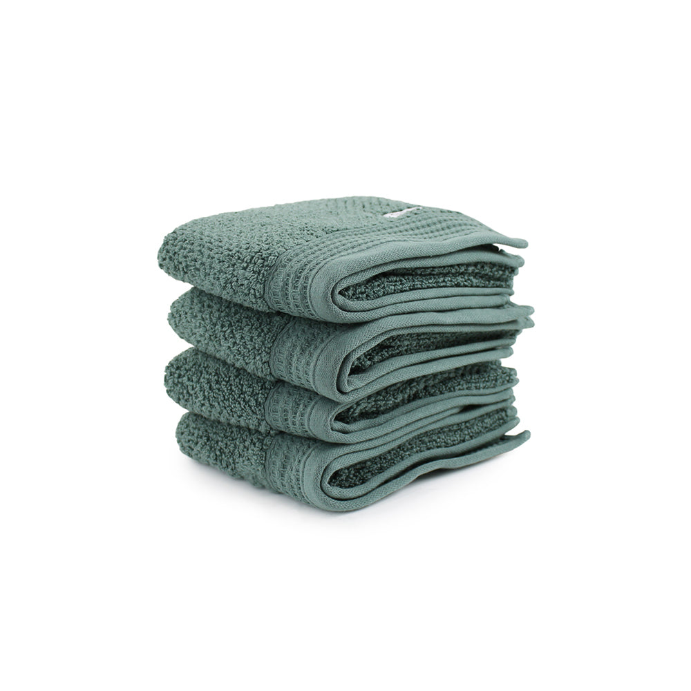 Onkaparinga 45x65cm Cotton Avalon Bathroom Hand Towels Set 550GSM Fir Green (4 Pieces)