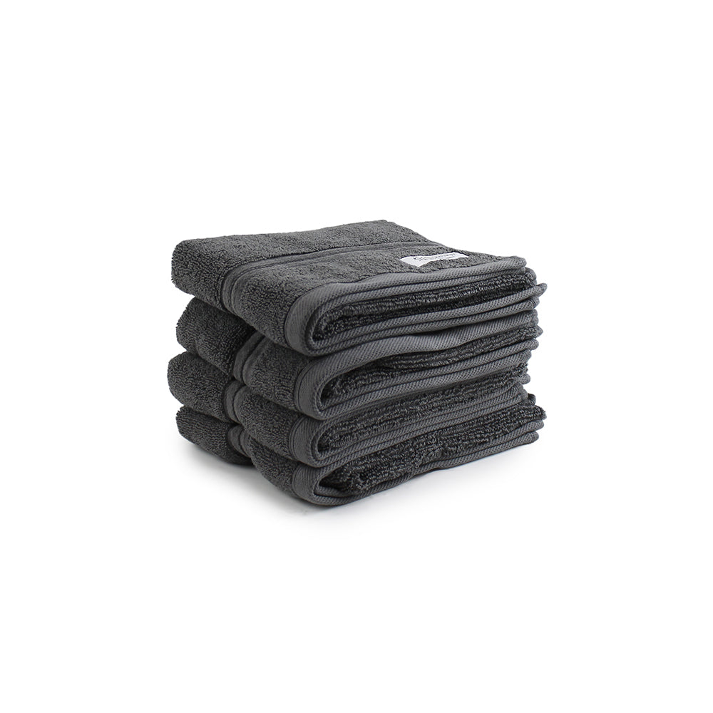 Onkaparinga 45x65cm Cotton Flinders Bathroom Hand Towels 600GSM Charcoal (4 Pieces)