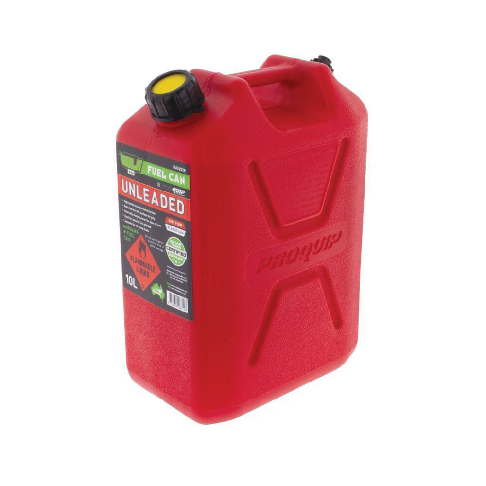 Hulk 10L Red Fast Flow Plastic Unleaded Jerry Fuel Storage Can
