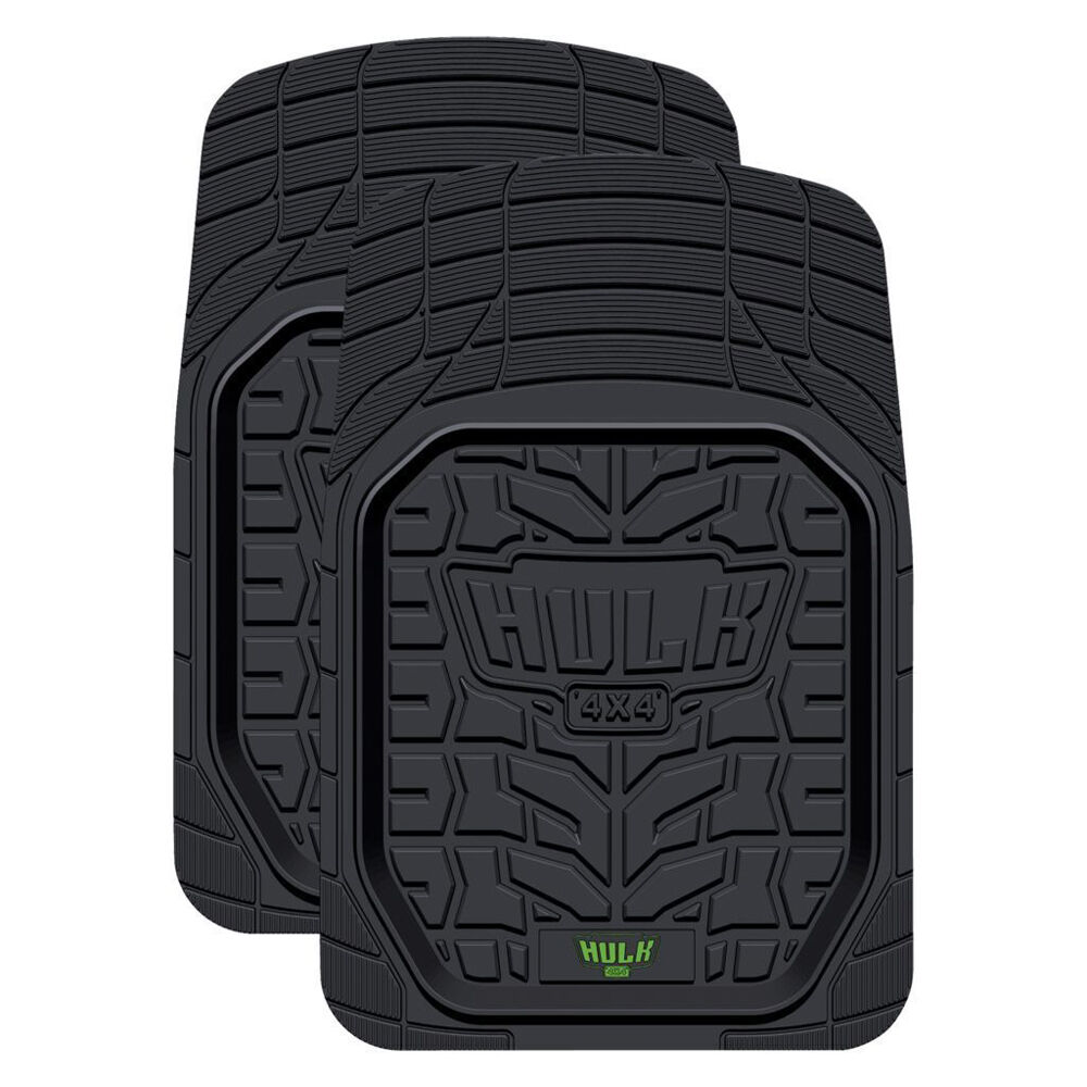 Hulk Heavy Duty Deep Dish Anti-Slip Rubber Car Floor Mats 78x52cm Black (2 Pieces)