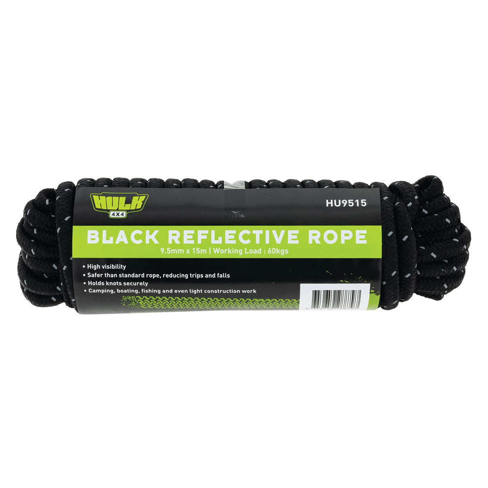 Hulk 4X4 Durable 15m Hi-Vis Reflective Rope String For Camping/Boating Black (2 Pack) — image 3