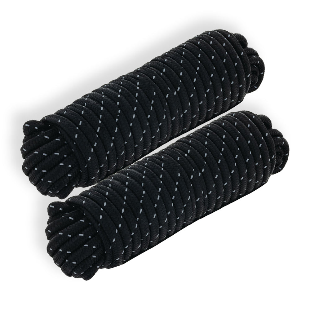 Hulk 4X4 Durable 15m Hi-Vis Reflective Rope String For Camping/Boating Black (2 Pack)