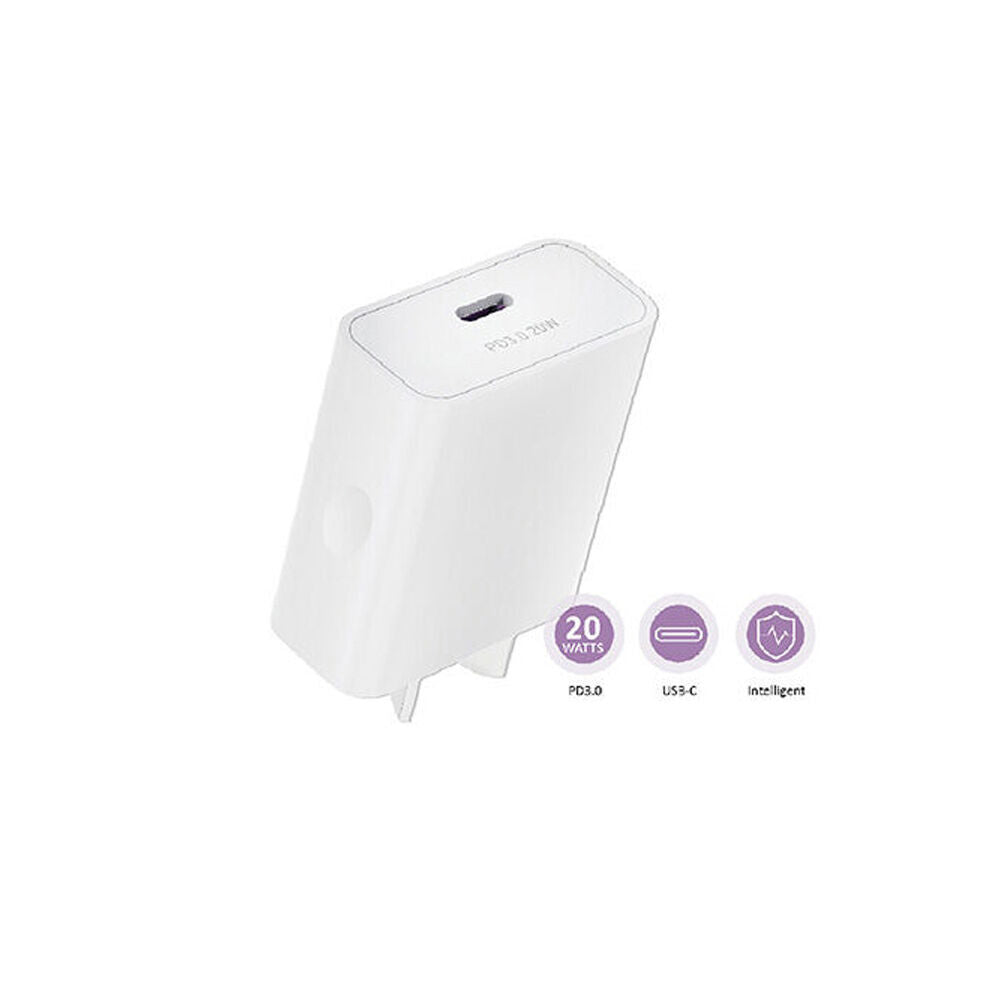 Sansai Low Profile USB-C Wall Charger for Phone & Tablet PD20W White (4 Pack) — image 4