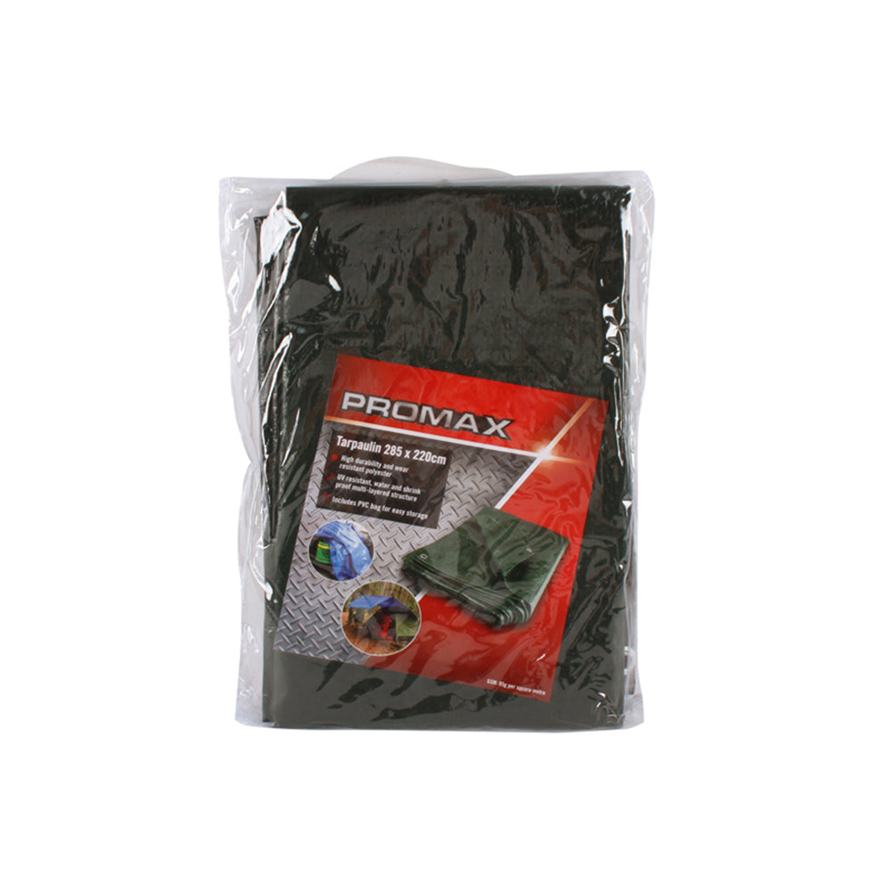 Pro Max 285x220cm Tarpaulin Camping Protection Waterproof Cover w/Bag Dark Green