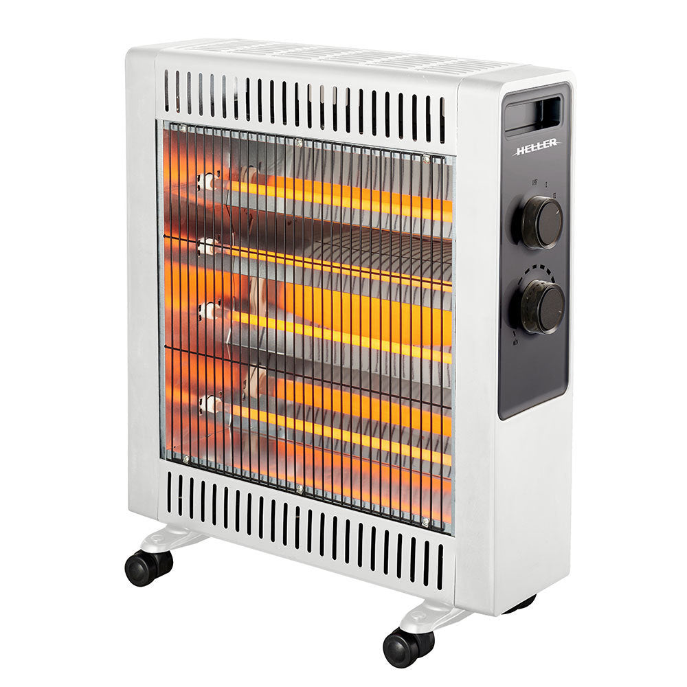Heller 2200W Quartz Radiant Heater Floor w 2 Heating Settings/Adjustable — White