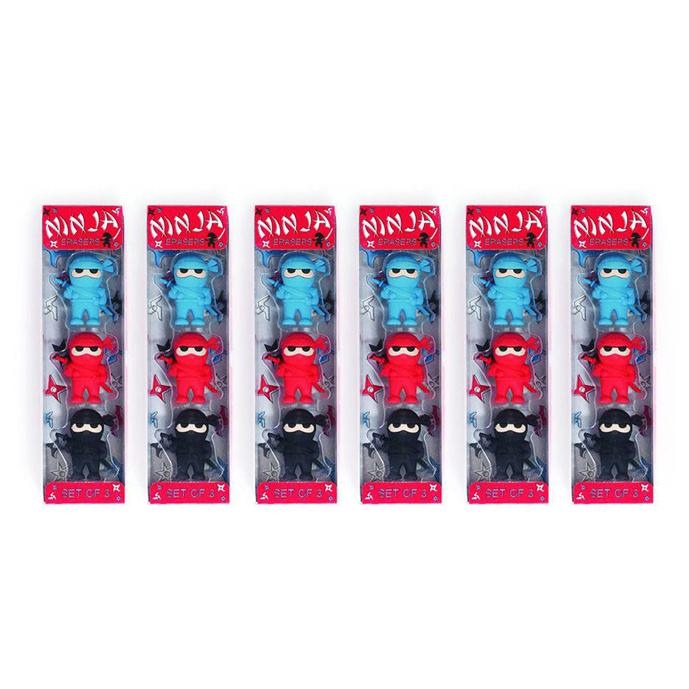 Ooly 3pc Ooly Ninja Pencil Eraser Art Craft Drawing School Stationery Set Kids 3+ (6 Pack)