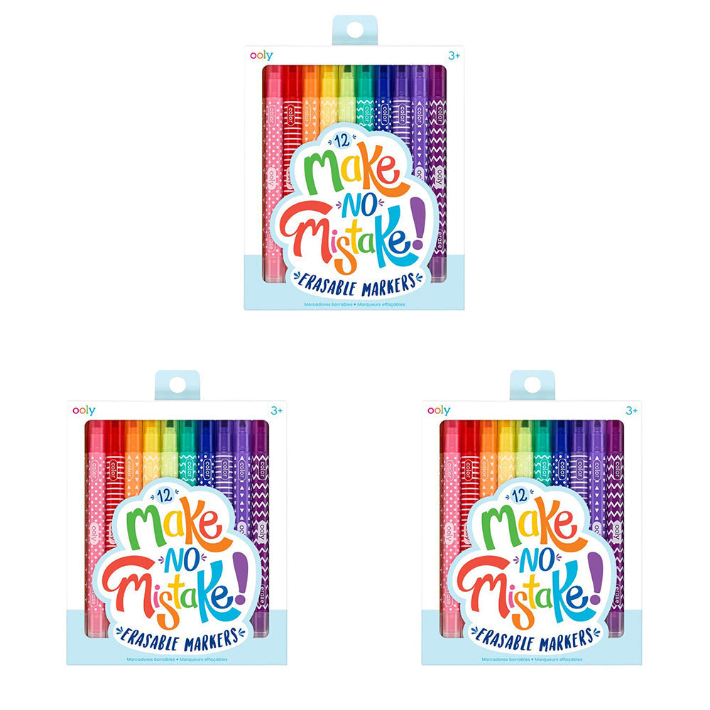 Ooly 12pc Ooly Make No Mistake Erasable Markers Colouring/Drawing Stationery 3y+ (3 Pack)