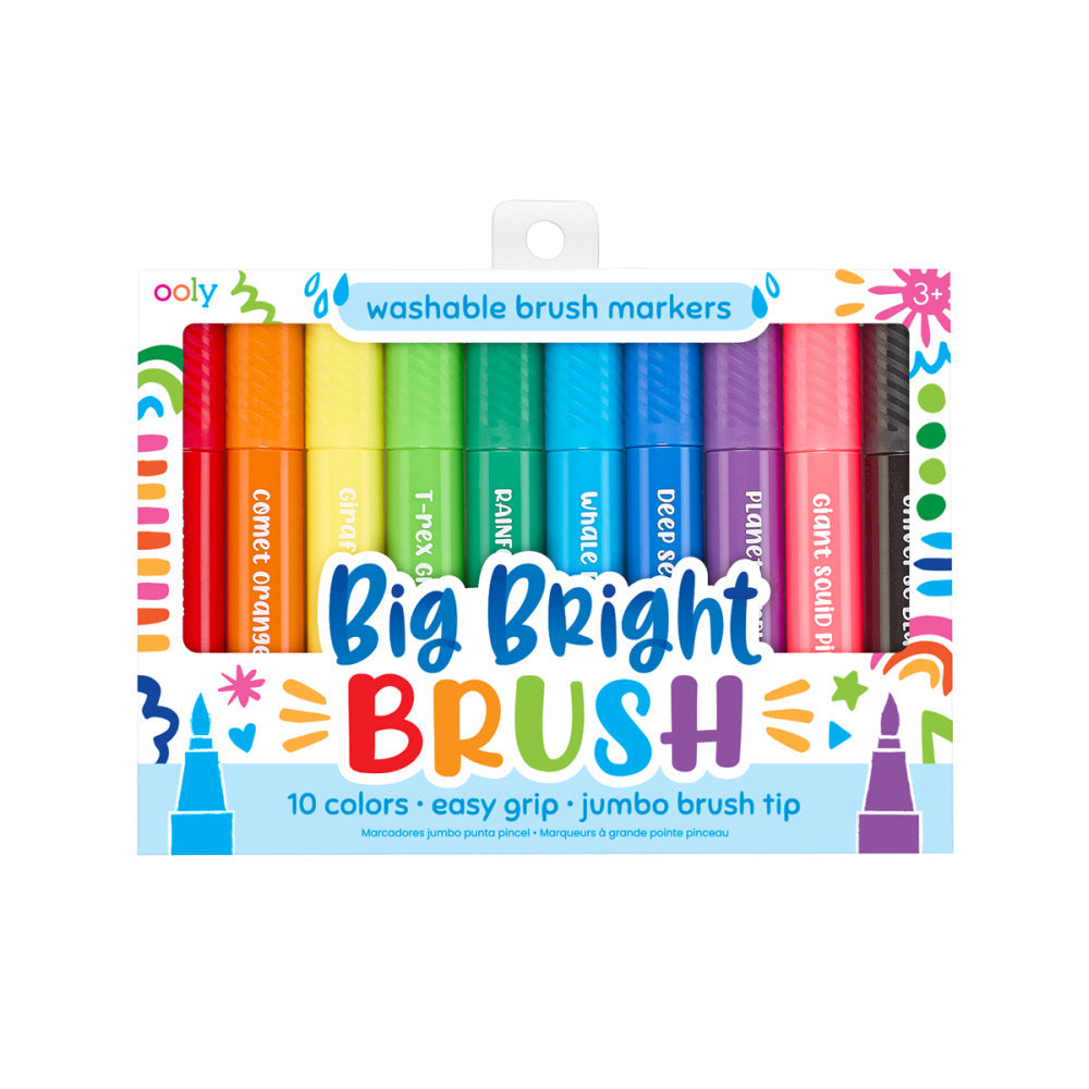 Ooly Washable Big Bright Brush Markers Jumbo Tip Art/Craft Kids/Children 3+ (10 Pieces)