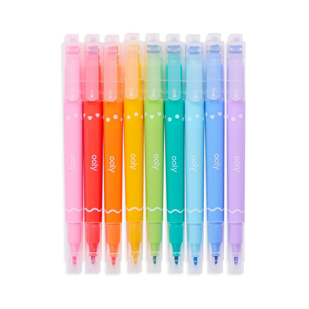 Ooly Double-Ended Coloured Marker Pens Art Stationery Confetti Stamp 6y+ (9 Pieces) — image 2