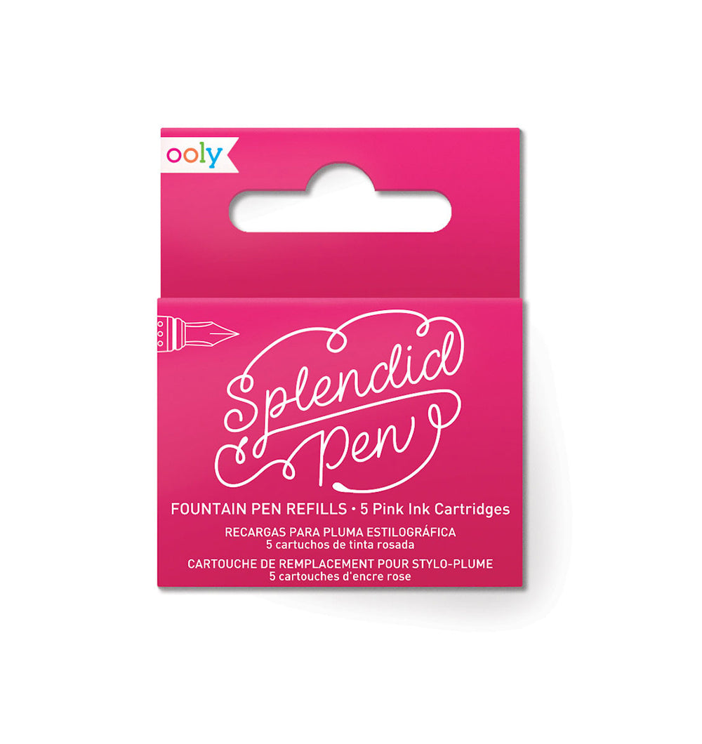 Ooly Splendid Fountain Pen Refill Ink Cartridges Office Stationery Pink (5 Pieces)