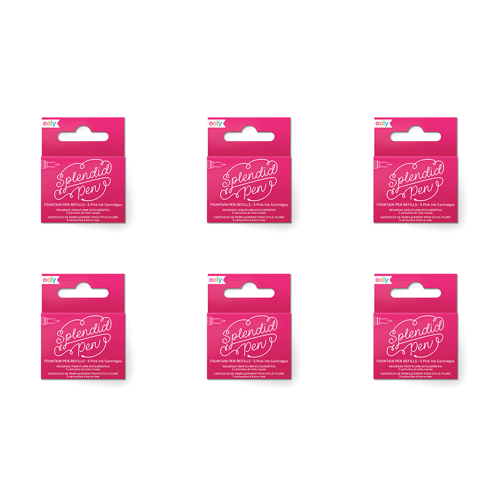 Ooly 5pc Ooly Splendid Fountain Pen Refill Ink Cartridges Office Stationery Pink (6 Pack)
