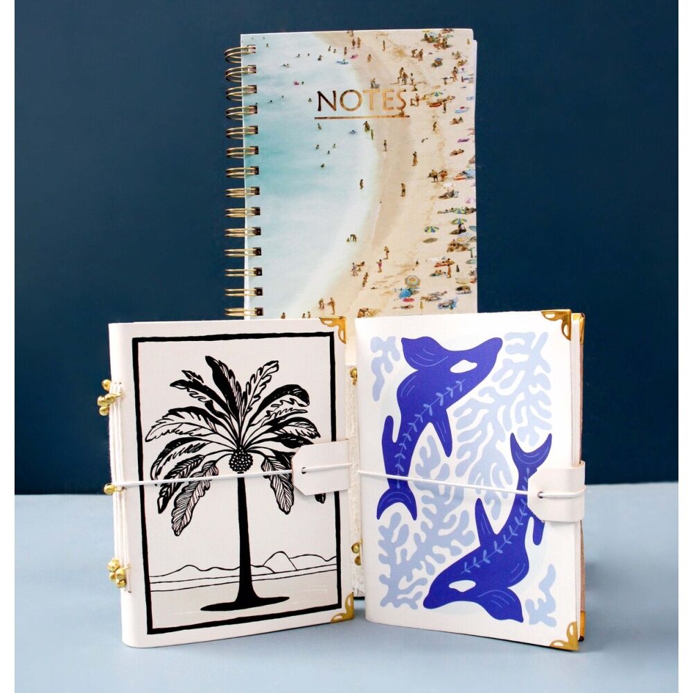 LVD Leather Notebook Writing Stationery Journal/Diary 18x13cm Blue Whale (2 Pack) — image 3