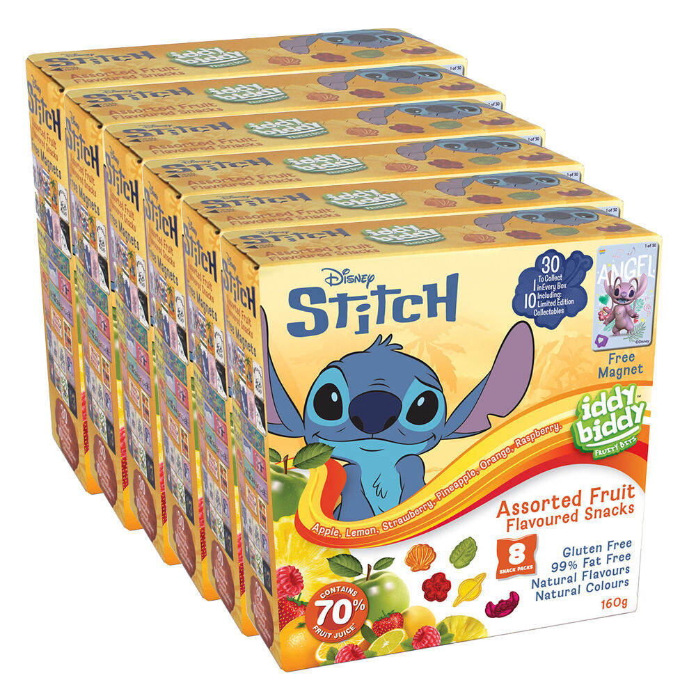 Iddy Biddy Lilo & Stitch 160g Assorted Fruit Flavoured Snacks Confectionery (6 Pack)