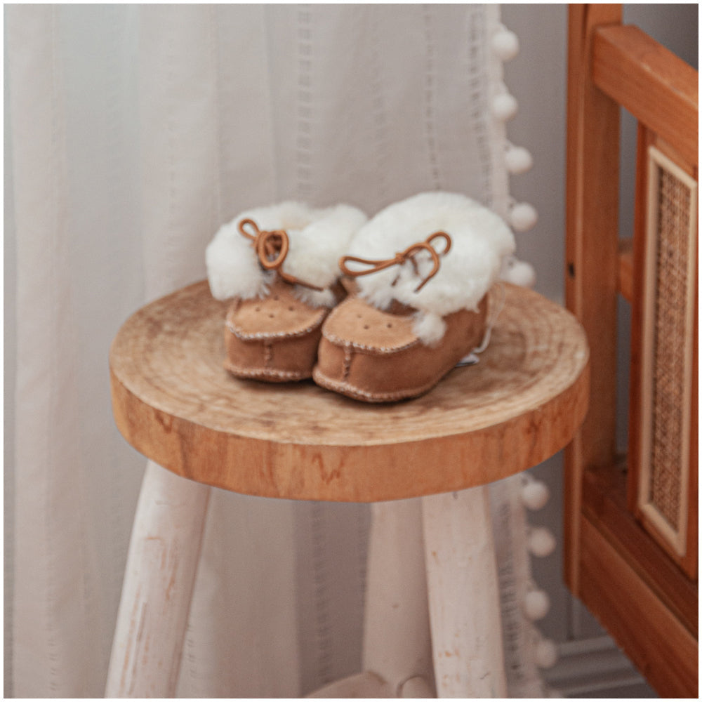Huxford Grove Tykes Sheepskin Booties Baby Shoes Walnut — image 2