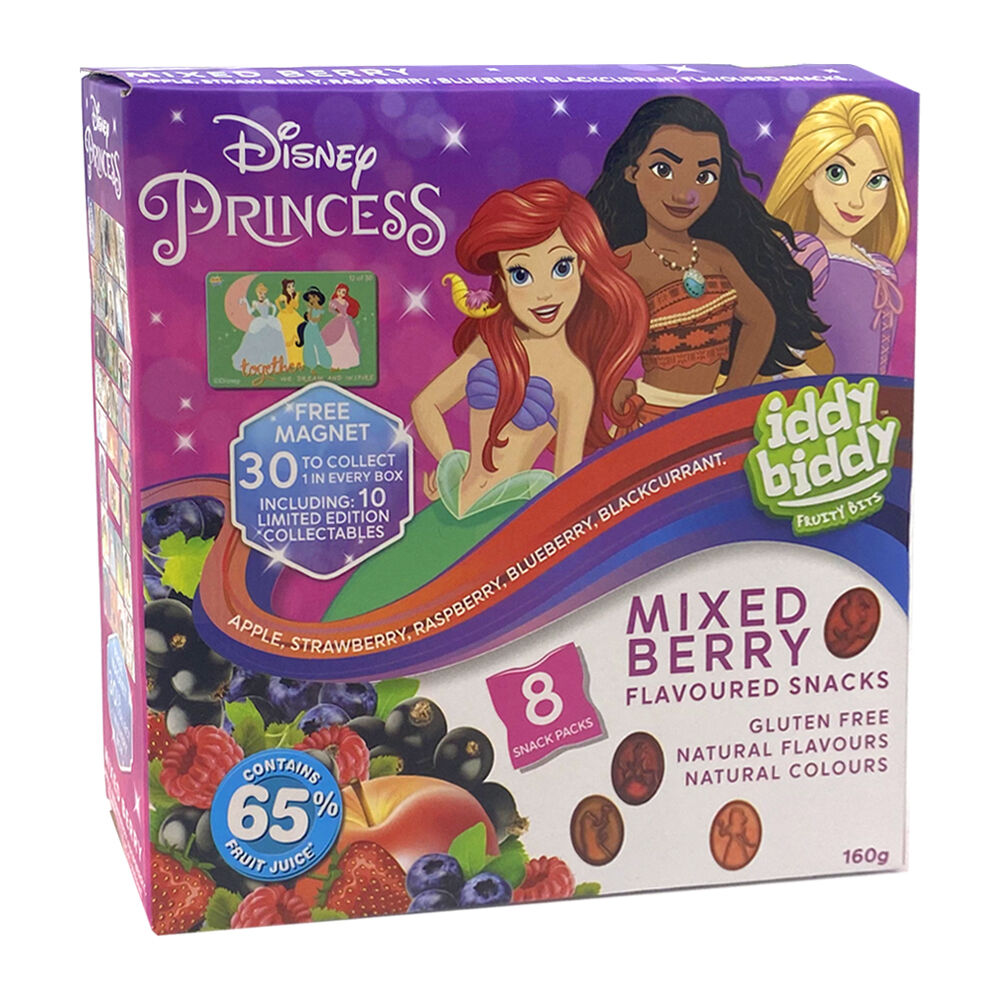 Iddy Biddy Disney Princess Mixed Berry Gummies Snack Pack Lollies (8 Pieces)