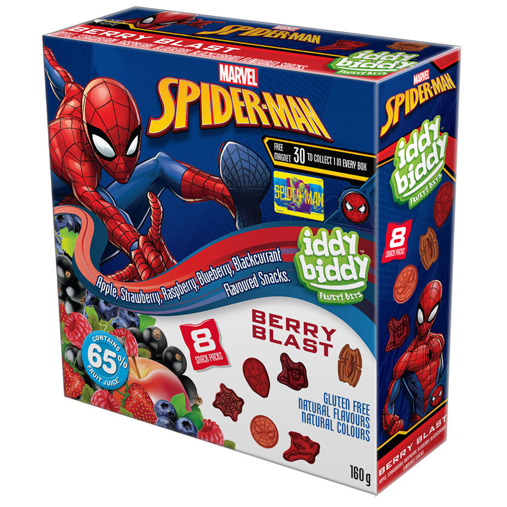 Spiderman 20g Iddy Biddy Spiderman Mixed Berry Gummies Snack Pack Sweet/Confectionery (8 Pack)