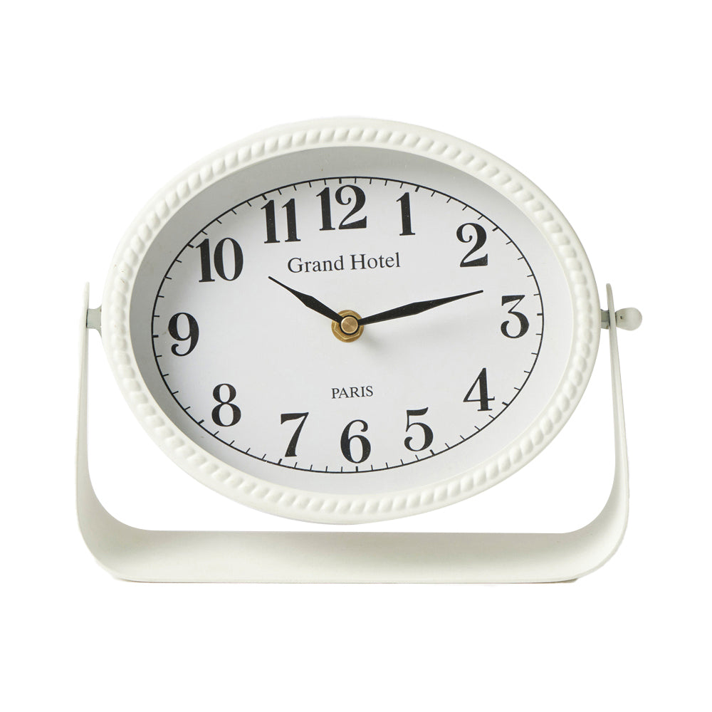 Pilbeam Living Metal Grand Hotel Mantel Clock Analog Home/Office Decor White