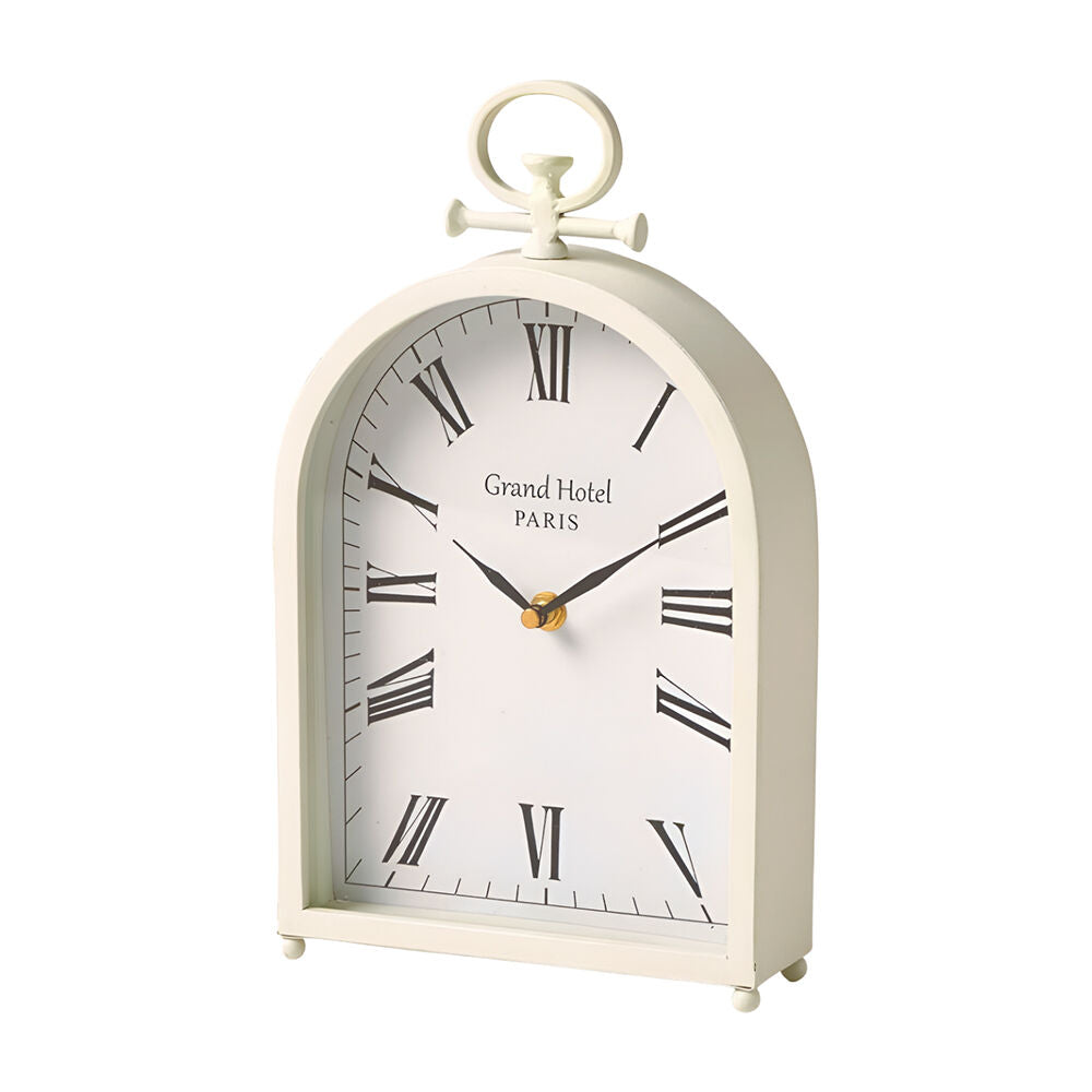 Pilbeam Living White Paris Mantel Analogue Clock Tabletop Bedroom/Office