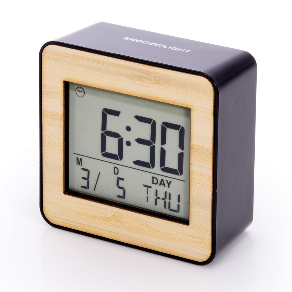 IS Gift Executive Collection Bamboo Digital Alarm Clock Calendar Black/Natural — image 2