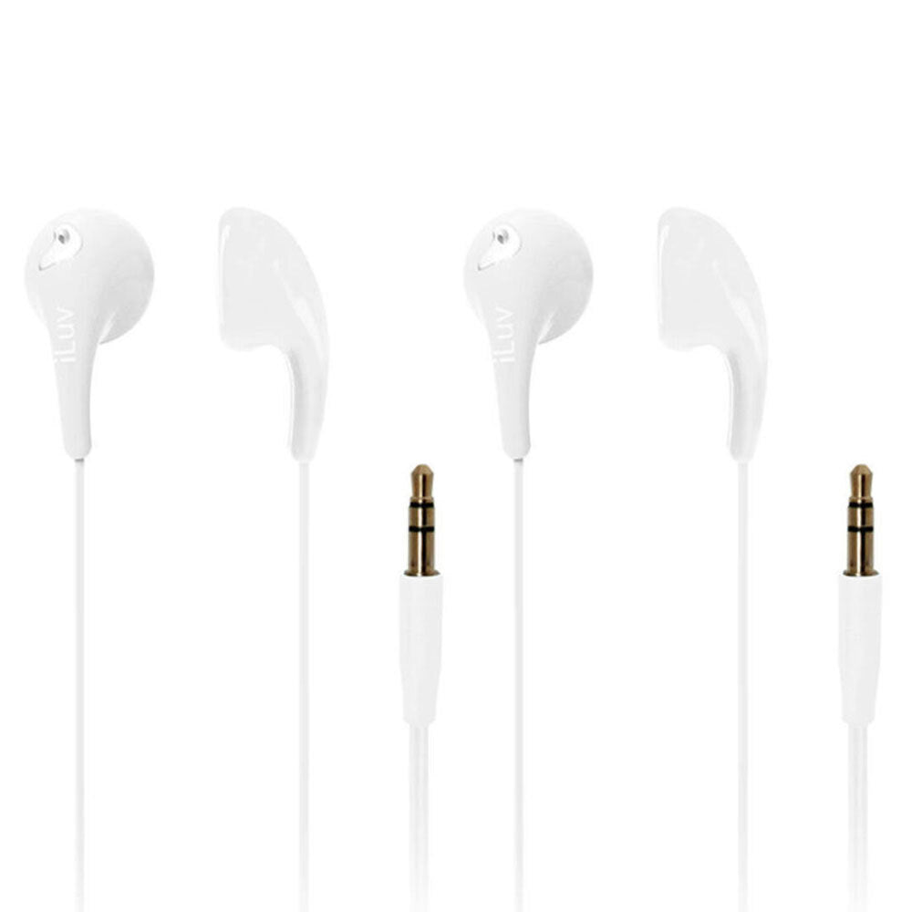 Iluv White Bubble Gum 2 Earphones/Headphones In-Ear for iPhone/Android/iPod (2 Pack)