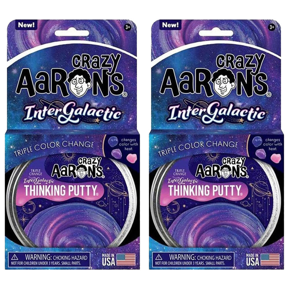 Crazy Aarons Thinking Putty Intergalactic Hypercolor Kids Play Toy 10cm 3y+ (2 Pack)