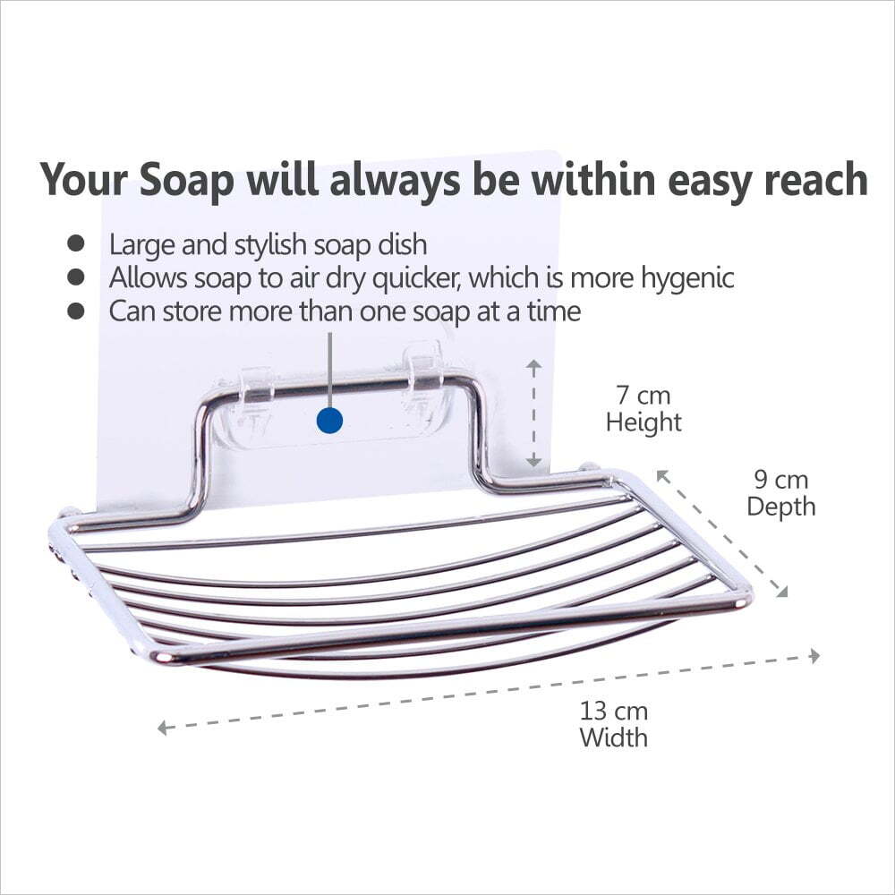 I-Hook 13cm Stainless Steel Soap Holder Storage Bathroom Home Organiser Silver — image 2