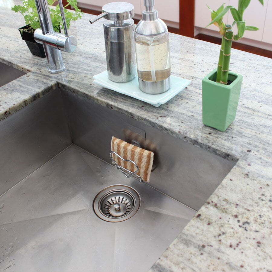 I-Hook Stainless Steel 8cm Sponge Holder Storage Sink Organiser Caddy Silver — image 2