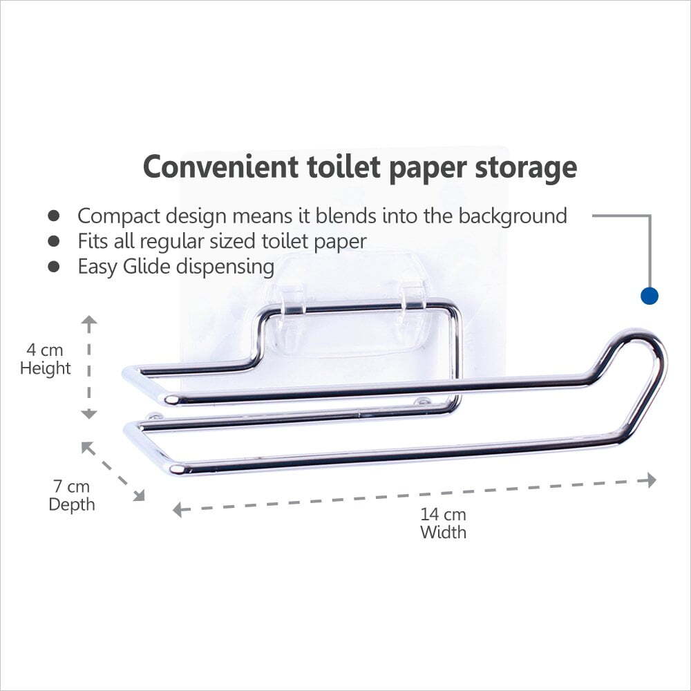 I-Hook 14cm Stainless Steel Toilet Paper Holder Wall Mounted Storage Silver — image 2