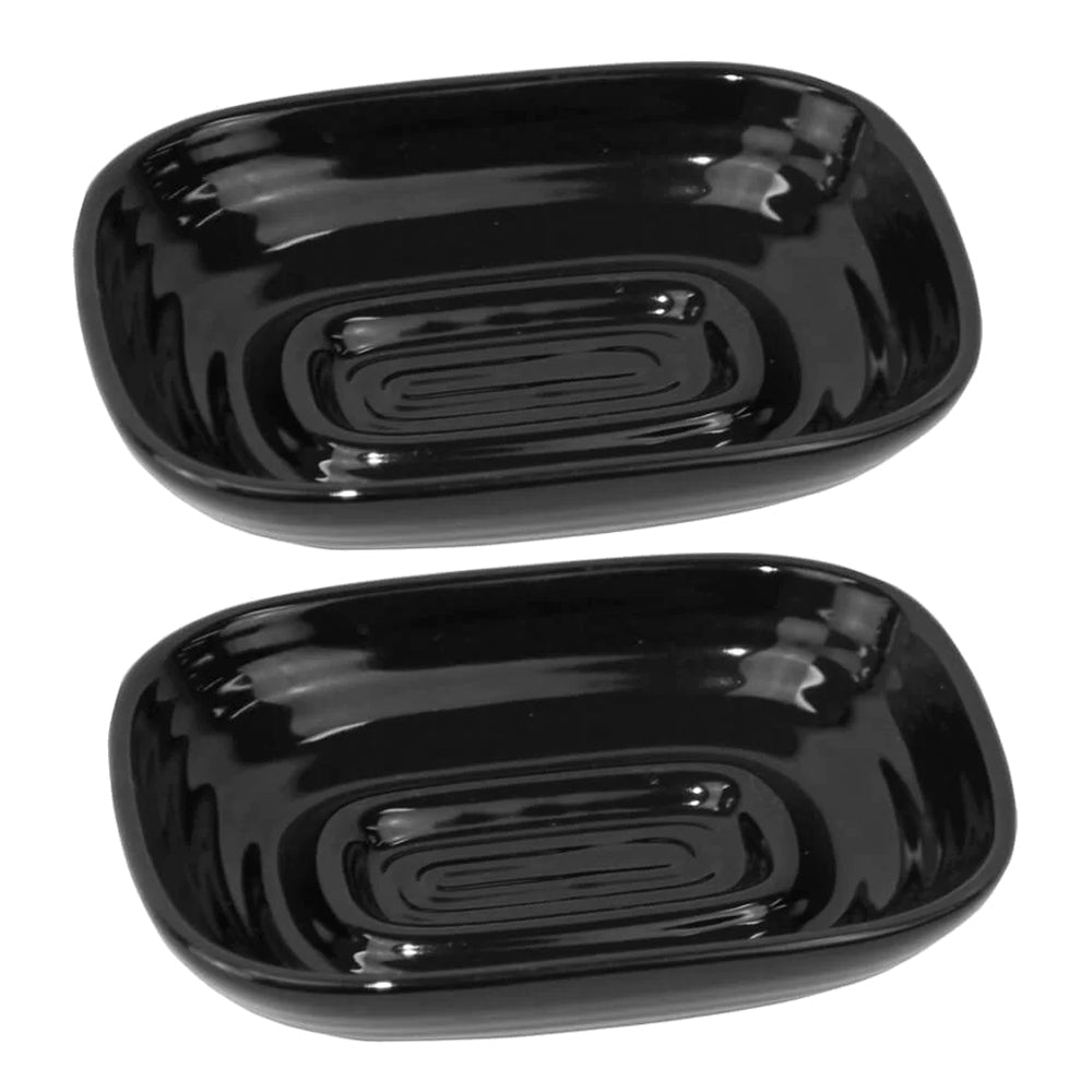 Butlers Hush Gloss Ceramic Kitchen/Bathroom Soap Bar Dish/Rack Black 13x3cm (2 Pack)