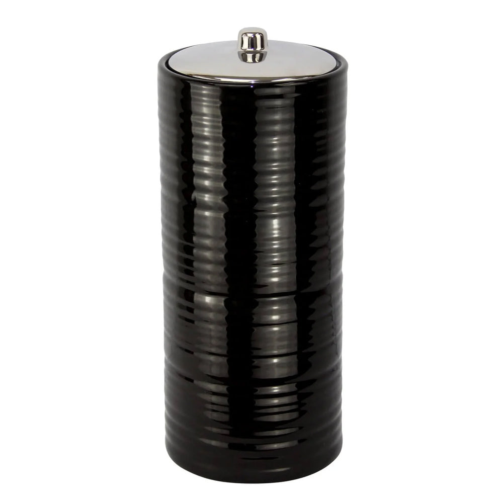 Butlers Hush Ceramic Bathroom Toilet Paper Roll Canister Holder Black 15x37cm