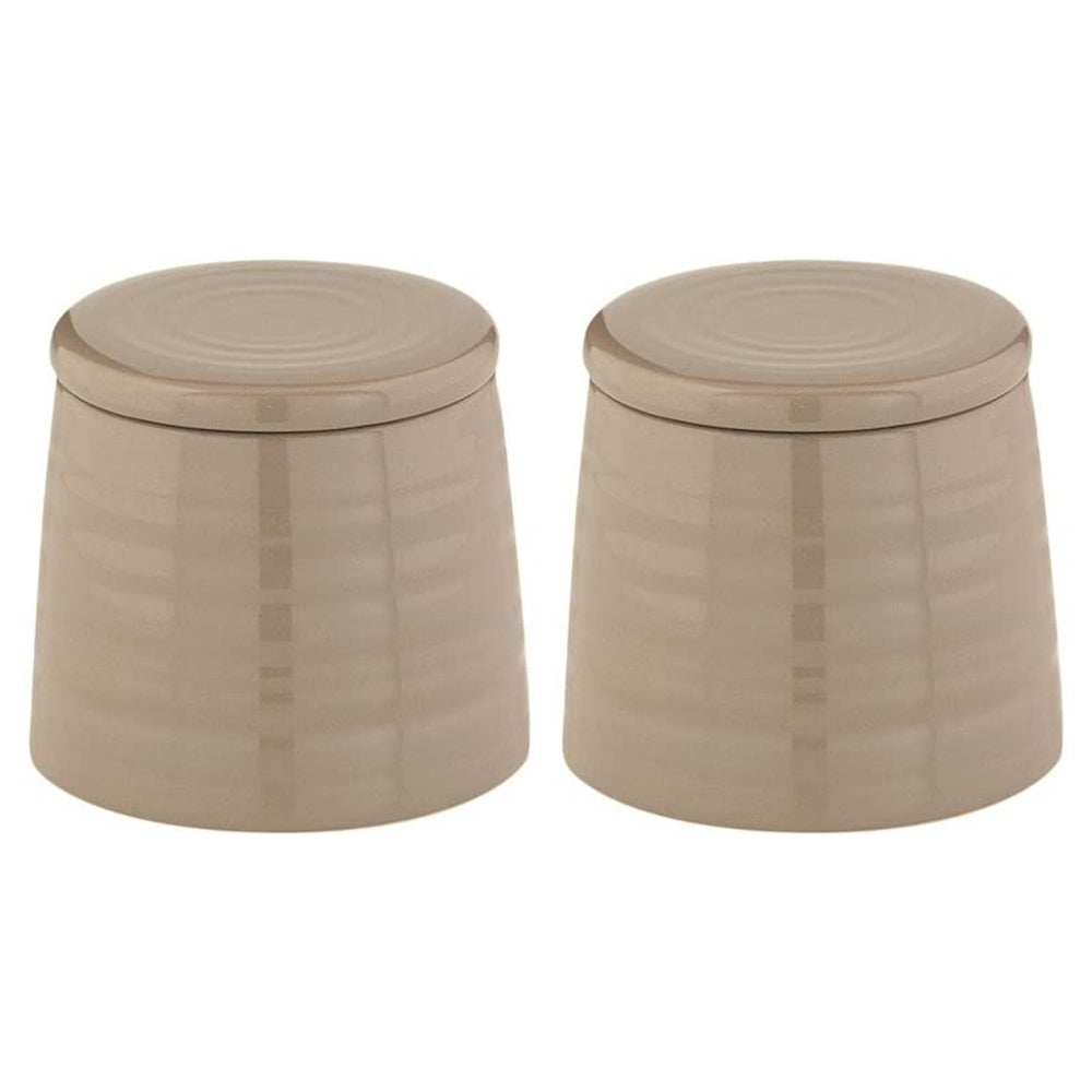 Butlers Hush Canister Glossy Ceramic Bathroom Storage Holder Mushroom 95x85cm (2 Pack)